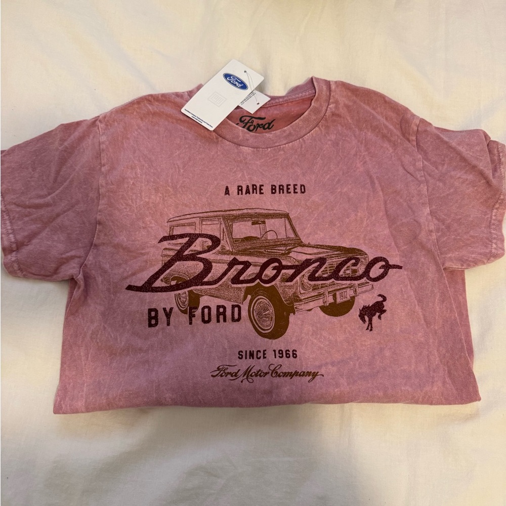 Ford Bronco Graphic Tee - Dusty Rose with Brown Print